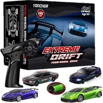 Colorful 1:43 RC drift racing car set with remote control and mini electric cars
