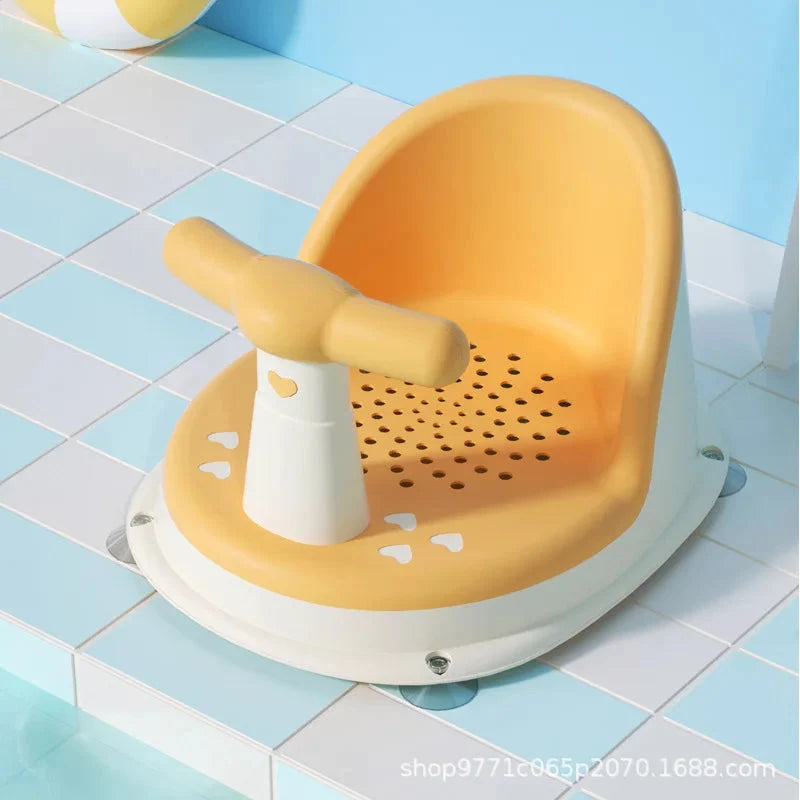 Baby Bath Seat with Suction Base & Safety Rail – Ergonomic Support Chair for Bath & Shower | Green, Pink, Blue, Yellow, Orange | Baby Shower Gift