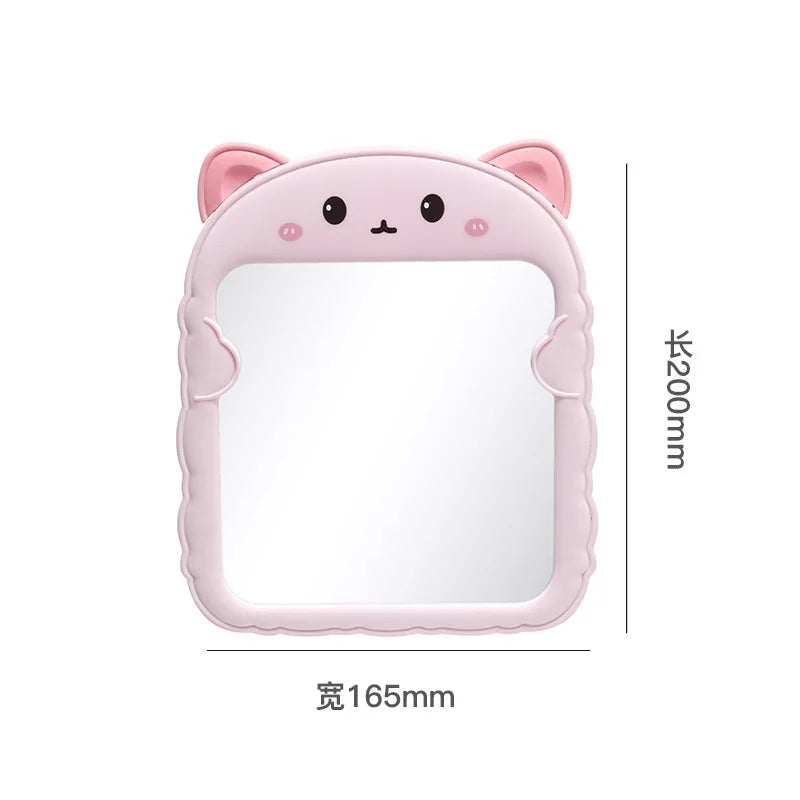 Pink bear desktop mirror front view; size 165mm wide, 1200mm long