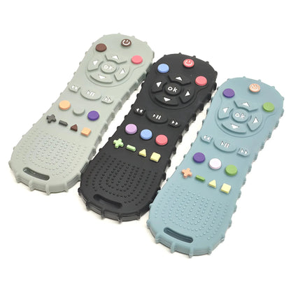 Baby TV Remote Control Silicone Teether – Bear Design | Food-Grade BPA-Free | Textured Gum Relief | 2025 Upgrade | Teething Baby Gift