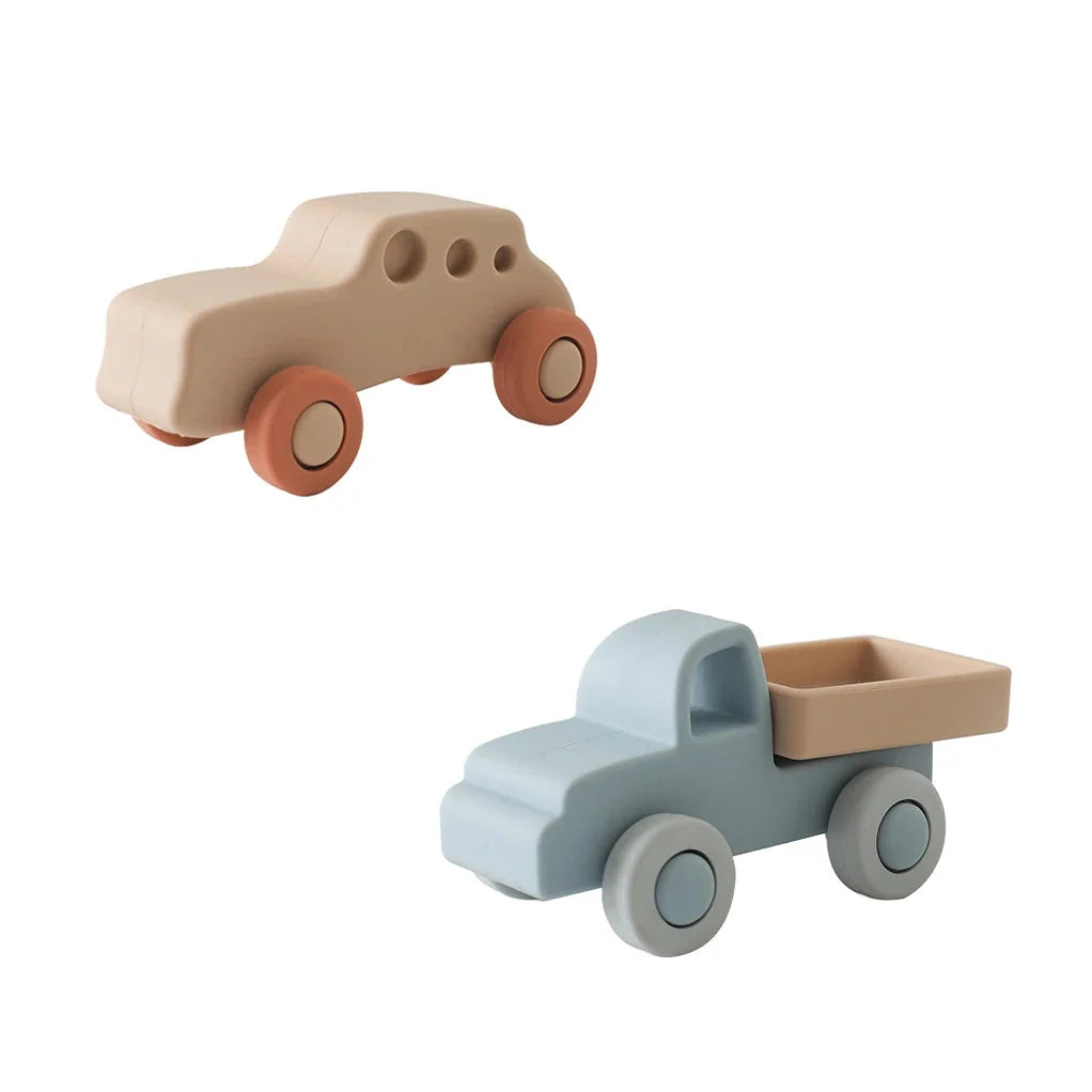 Baby Silicone Car Teether Toy – Montessori Educational 0–12 Months | BPA Free Food-Grade Silicone | Individual Vehicles & Sets | Baby Shower Gift