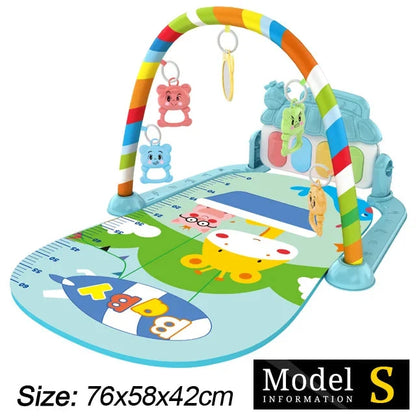 Baby Play Gym with Music & Piano Mat – Kick-Activated Piano | Hanging Toys | Tummy Time Mat | 0–36 Months | Baby Shower Gift