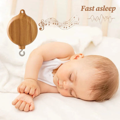 Baby Crib Mobile & Music Box – Rotating Crochet Animal Mobile, Music Motor & Wooden Arm | Nursery Soothing Toy | 0–12 Months Baby Gift
