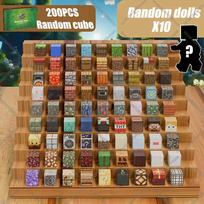 Random magnetic cube set with many color cube blocks in wooden tray (200 pieces)