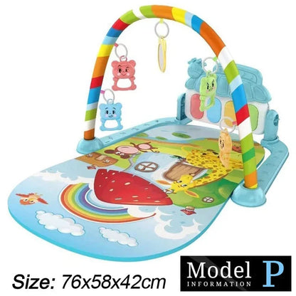 Baby Play Gym with Music & Piano Mat – Kick-Activated Piano | Hanging Toys | Tummy Time Mat | 0–36 Months | Baby Shower Gift