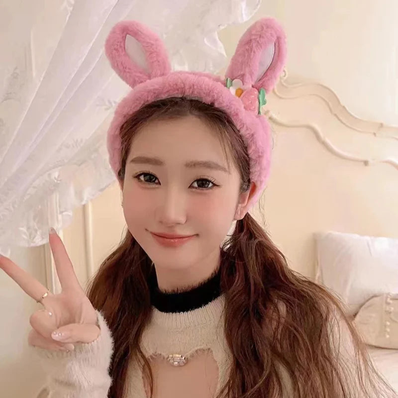 Kawaii Strawberry Bunny Ear Beauty Headband – Cute Spa & Skincare Headband | 6 Colours