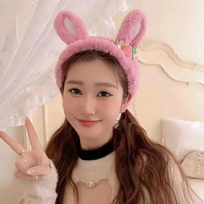 Kawaii Strawberry Bunny Ear Beauty Headband – Cute Spa & Skincare Headband | 6 Colours