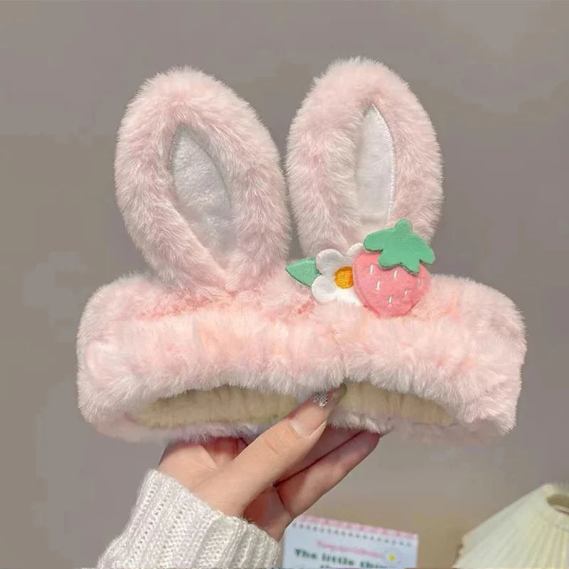 Kawaii Strawberry Bunny Ear Beauty Headband – Cute Spa & Skincare Headband | 6 Colours