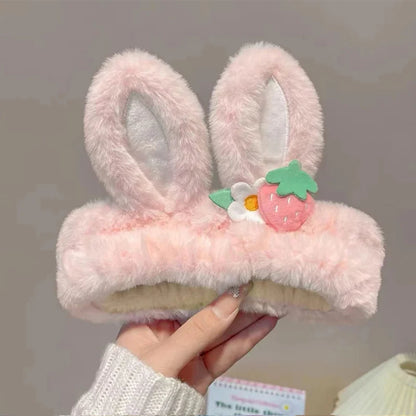 Kawaii Strawberry Bunny Ear Beauty Headband – Cute Spa & Skincare Headband | 6 Colours