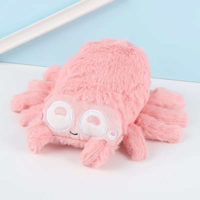 Kawaii Cute Spider Plushie – Soft Stuffed Spider Toy | Brown, Grey & Pink | 11x17cm