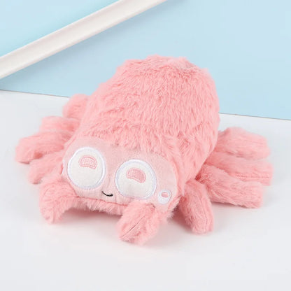 Kawaii Cute Spider Plushie – Soft Stuffed Spider Toy | Brown, Grey & Pink | 11x17cm
