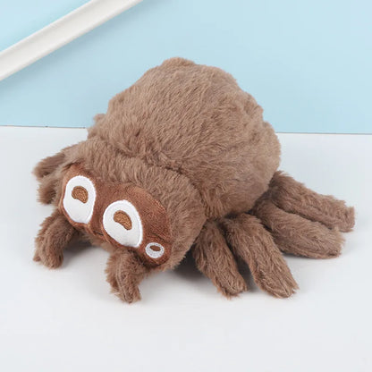 Kawaii Cute Spider Plushie – Soft Stuffed Spider Toy | Brown, Grey & Pink | 11x17cm