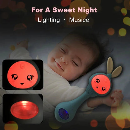 Rabbit baby rattle toy with glowing light effects