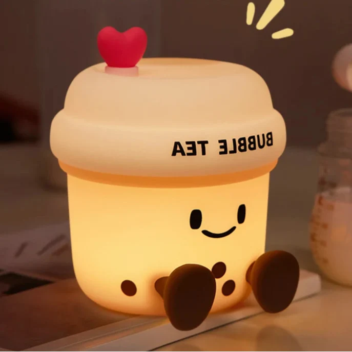 Kawaii Bubble Tea Night Light – Cute LED Boba Lamp | USB Rechargeable | Desk & Bedroom Decor