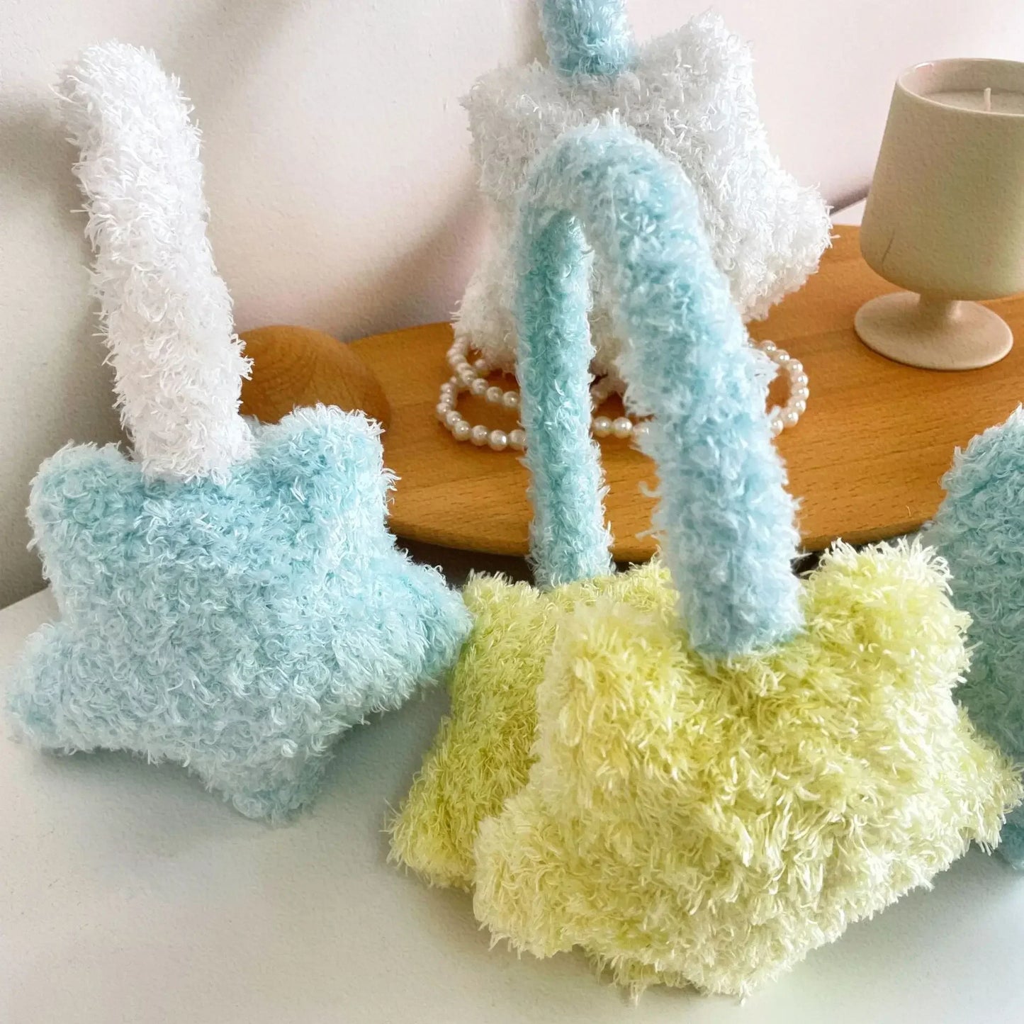 Kawaii Plush Star Earmuffs – Cute Fluffy Star Ear Warmers | Yellow & Blue | Kawaii Winter Accessories