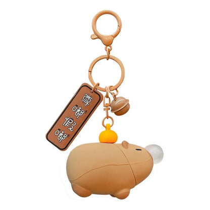 Capybara squeeze toy keychain with bubble ball, brown plush capybara figure