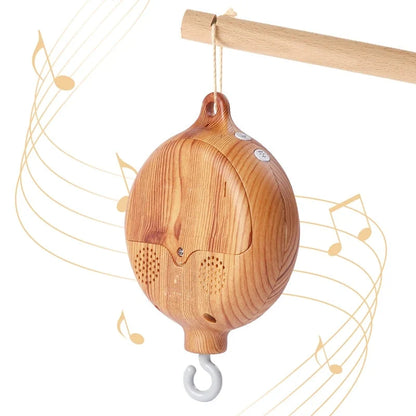 Baby Crib Mobile & Music Box – Rotating Crochet Animal Mobile, Music Motor & Wooden Arm | Nursery Soothing Toy | 0–12 Months Baby Gift