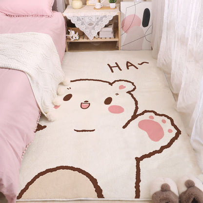 Cream cute bear area rug with big face and small “AA” marks