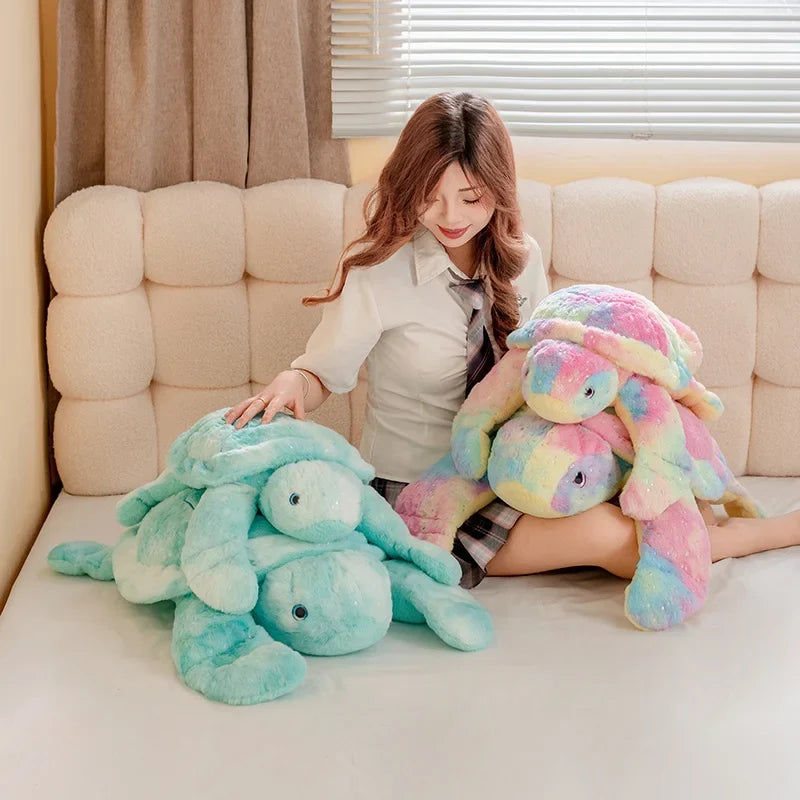 Kawaii Pastel Plush Turtle – Squishy Soft Turtle Stuffed Animal | Blue & Pink | 2 Sizes