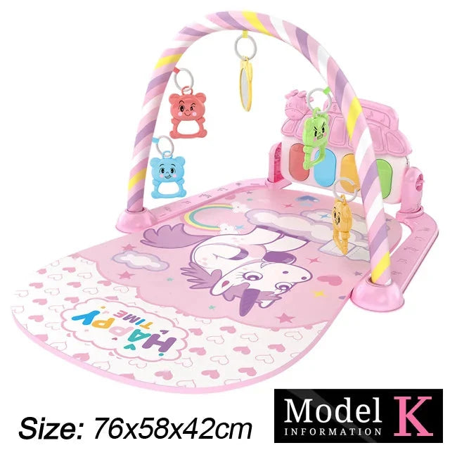 Baby Play Gym with Music & Piano Mat – Kick-Activated Piano | Hanging Toys | Tummy Time Mat | 0–36 Months | Baby Shower Gift