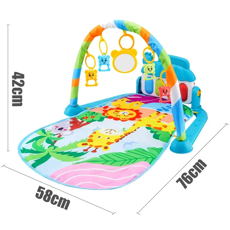 Baby Play Gym with Music & Piano Mat – Kick-Activated Piano | Hanging Toys | Tummy Time Mat | 0–36 Months | Baby Shower Gift