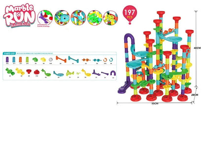 Marble Run Race Track Building Blocks – 3D Maze Ball Roll Toy | 50–232 Pieces | STEM DIY Coaster Set | Kids Birthday Christmas Gift