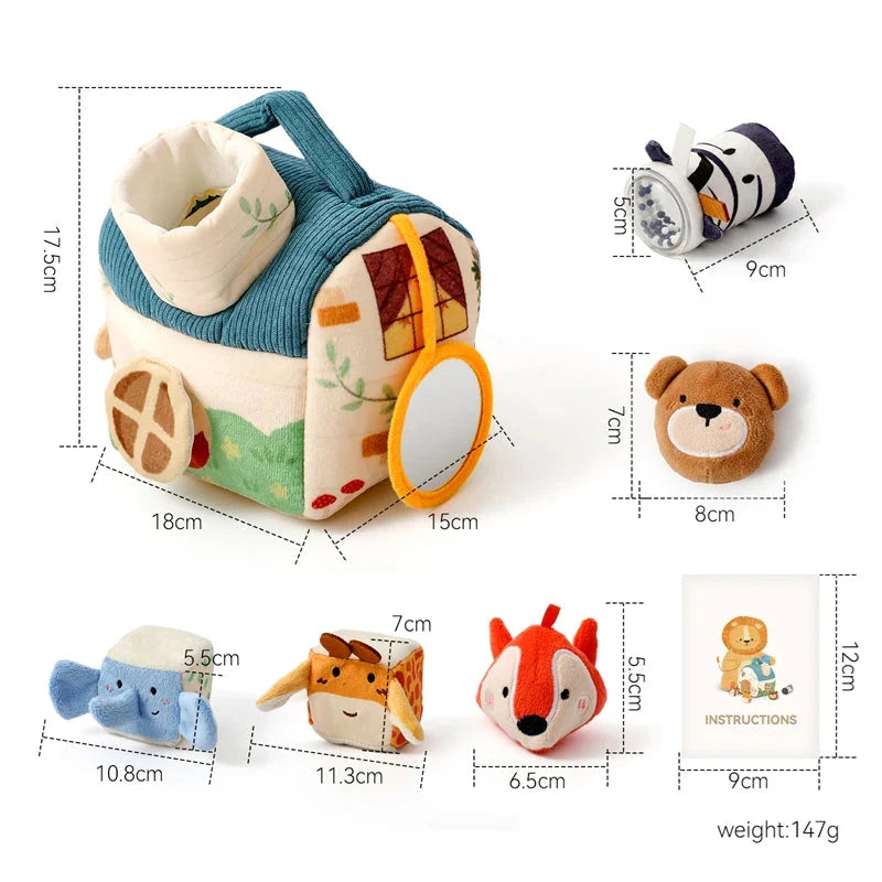 Montessori Cloth Busy Box Animal Tissue Toy