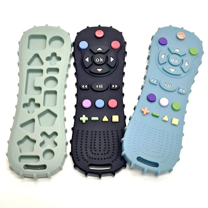 Baby TV Remote Control Silicone Teether – Bear Design | Food-Grade BPA-Free | Textured Gum Relief | 2025 Upgrade | Teething Baby Gift