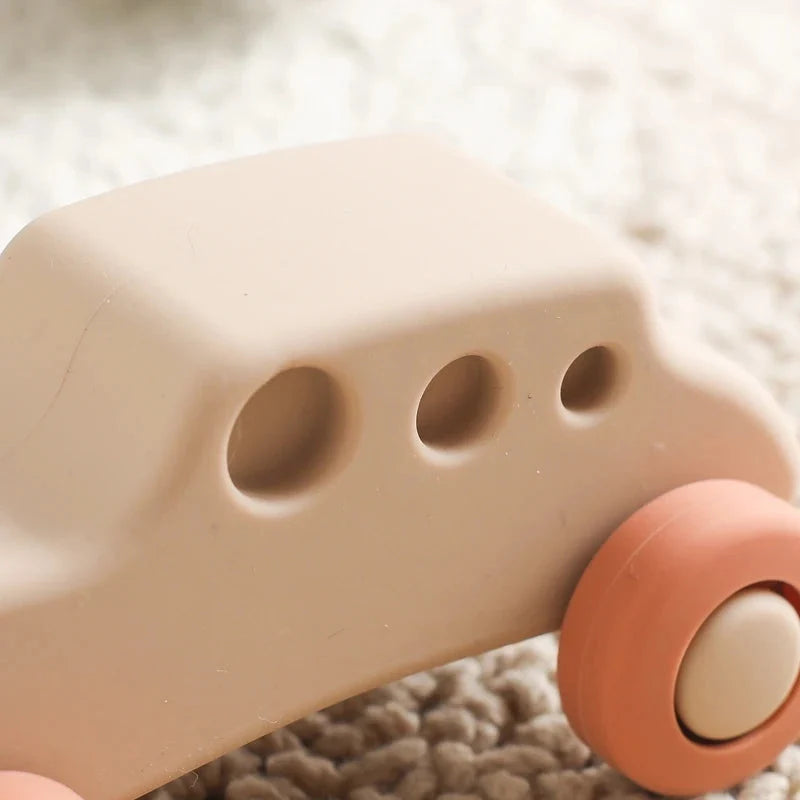 Baby Silicone Car Teether Toy – Montessori Educational 0–12 Months | BPA Free Food-Grade Silicone | Individual Vehicles & Sets | Baby Shower Gift