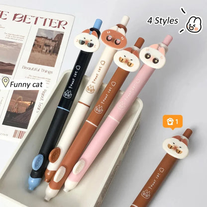 Kawaii Sassy Cat Gel Pens – Cute 4-Piece Stationery Set | Smooth Writing