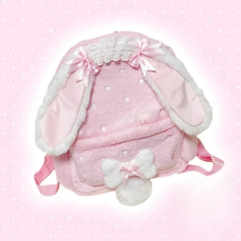 Kawaii Sweet Bunny Plush Backpack – Cute Soft Bunny Bag | Gift for Kawaii & Soft Girl Fans