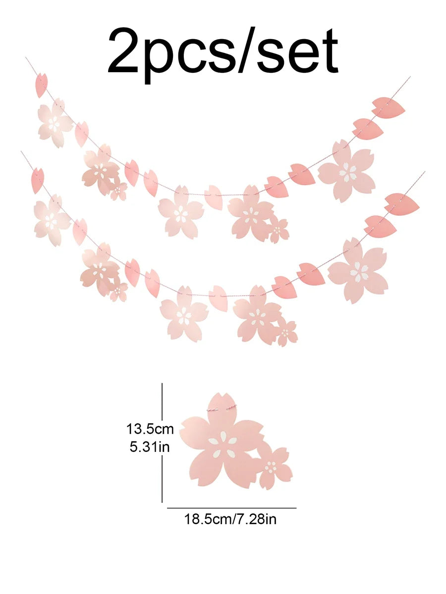Kawaii Cherry Blossom Party Decoration – Paper Sakura Party Decor | Light Pink & Dark Pink | Kawaii Party Supplies