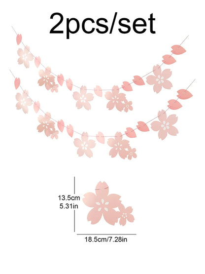 Kawaii Cherry Blossom Party Decoration – Paper Sakura Party Decor | Light Pink & Dark Pink | Kawaii Party Supplies