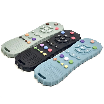 Baby TV Remote Control Silicone Teether – Bear Design | Food-Grade BPA-Free | Textured Gum Relief | 2025 Upgrade | Teething Baby Gift