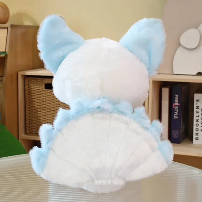 Kawaii Kitsune Fox Plushie – Mystical Japanese Fox Stuffed Animal | Red & Blue | 38cm