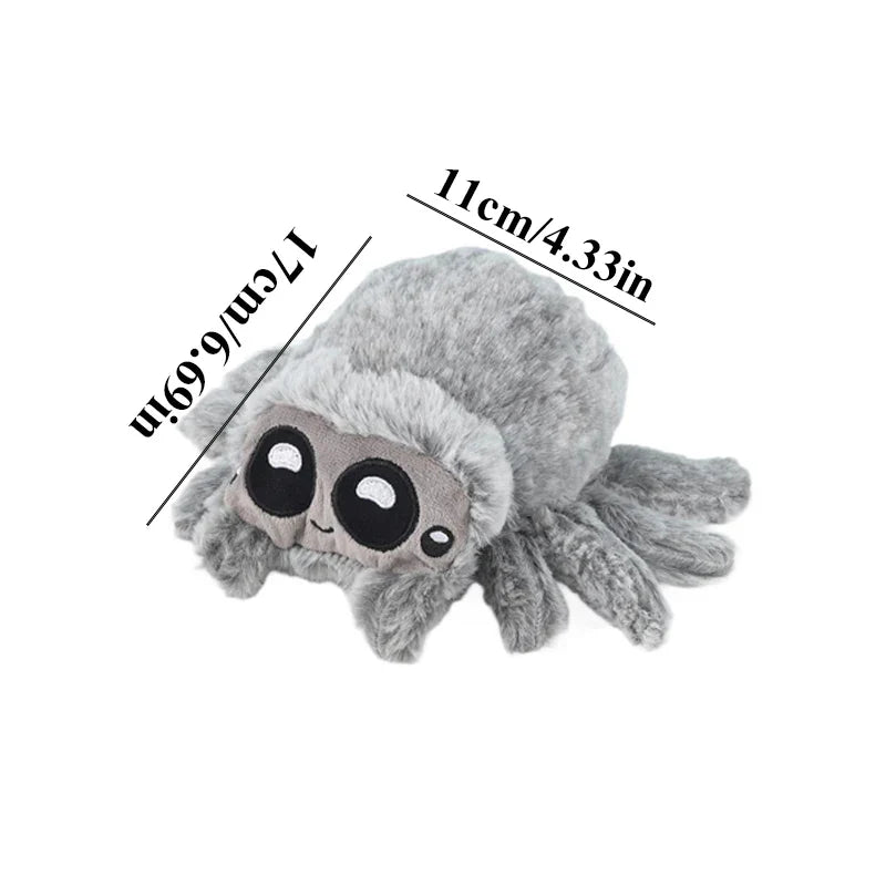 Kawaii Cute Spider Plushie – Soft Stuffed Spider Toy | Brown, Grey & Pink | 11x17cm