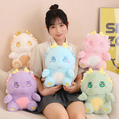 Dragon plushies set: light blue, pink, purple, pale green