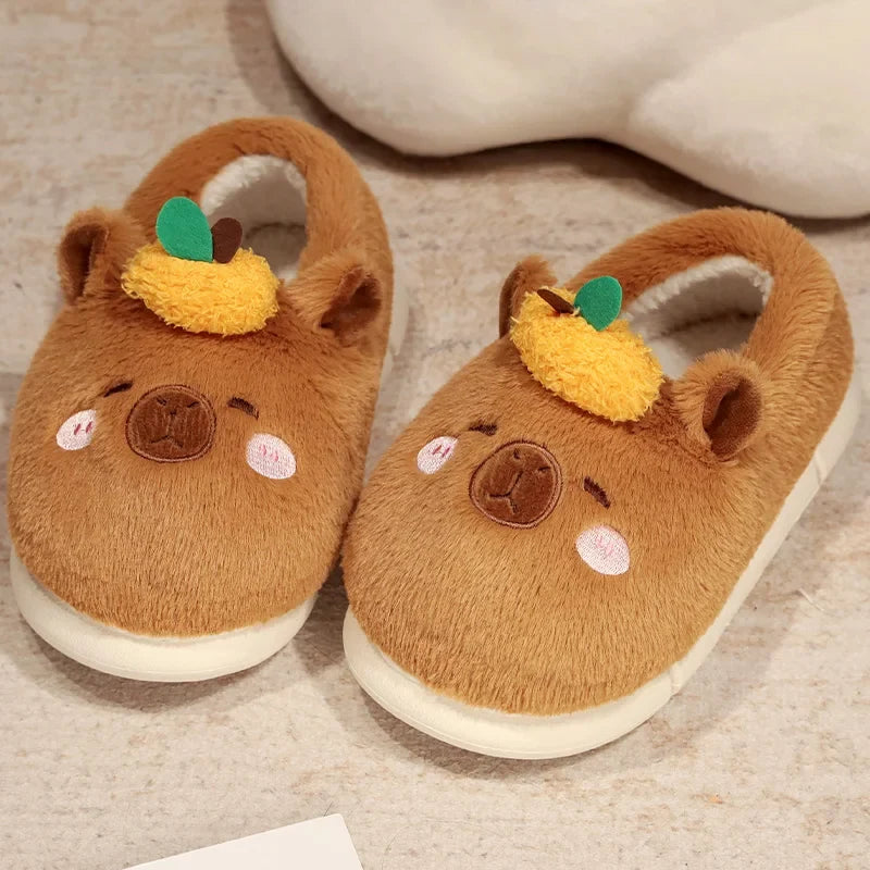 Kawaii Capybara Slippers – Cute Plush House Shoes | EU 37-44 | Size Chart Included
