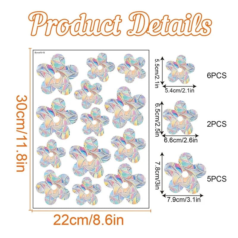 Rainbow Suncatcher Window Stickers – Holographic Prism Decals | 11 Designs | Mushrooms, Stars, Rabbits, Dragonflies & More | Home & Nursery Gift