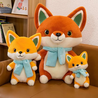 Kawaii Cozy Fox Plushie – Cute Scarf-Wearing Stuffed Animal | 25cm & 40cm