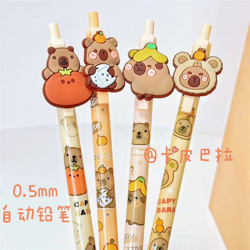Kawaii Capybara Pens – Cute 4-Piece Gel Pen Set | 0.5mm Writing Tip | Random Designs