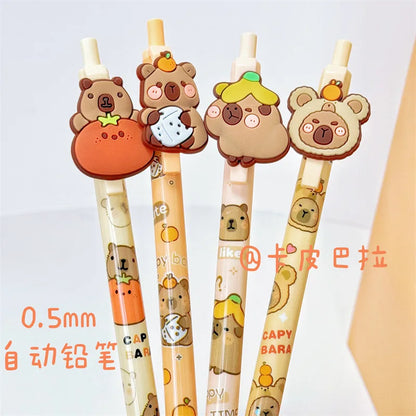 Kawaii Capybara Pens – Cute 4-Piece Gel Pen Set | 0.5mm Writing Tip | Random Designs