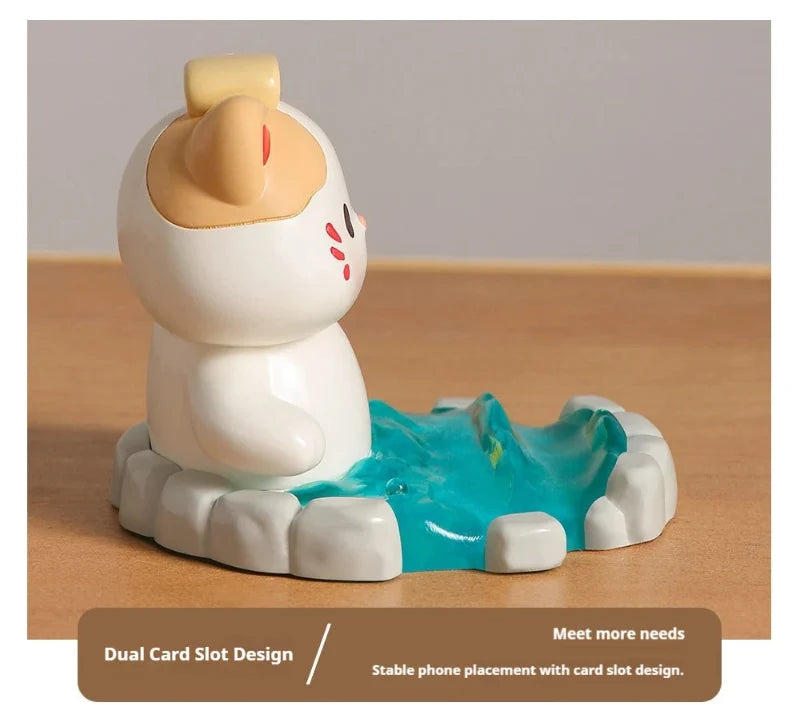 Kawaii Onsen Cat Phone Stand – Cute Cat Desk Accessory | Gift for Cat Lovers & Kawaii Fans