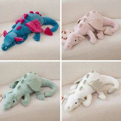 Kawaii Soft Dragon Plushie – Cute Stuffed Dragon Toy | 30cm, 50cm, 70cm & 90cm | Pink, White, Green & Blue