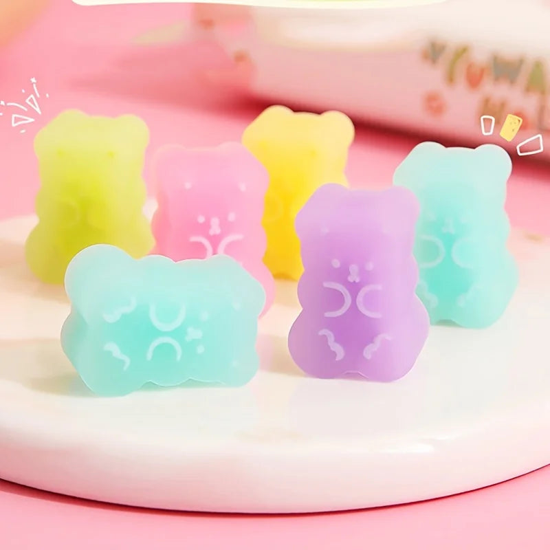 Kawaii Gummy Bear Erasers – Cute 5-Piece Bear-Shaped Rubber Eraser Set