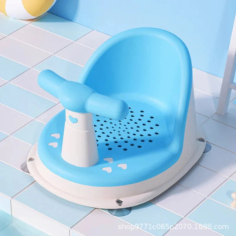 Baby Bath Seat with Suction Base & Safety Rail – Ergonomic Support Chair for Bath & Shower | Green, Pink, Blue, Yellow, Orange | Baby Shower Gift