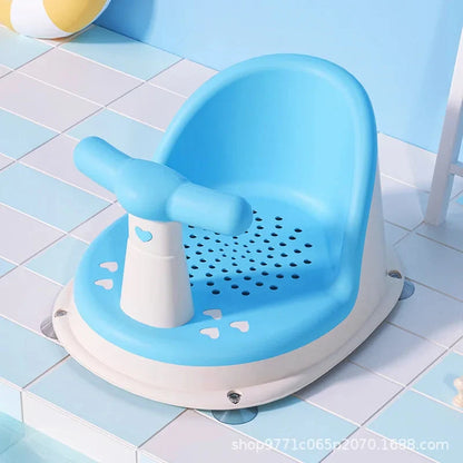 Baby Bath Seat with Suction Base & Safety Rail – Ergonomic Support Chair for Bath & Shower | Green, Pink, Blue, Yellow, Orange | Baby Shower Gift