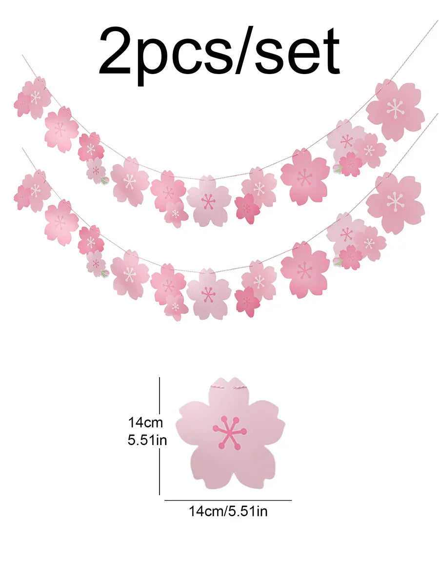 Kawaii Cherry Blossom Party Decoration – Paper Sakura Party Decor | Light Pink & Dark Pink | Kawaii Party Supplies