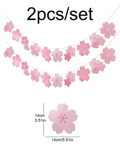 Kawaii Cherry Blossom Party Decoration – Paper Sakura Party Decor | Light Pink & Dark Pink | Kawaii Party Supplies