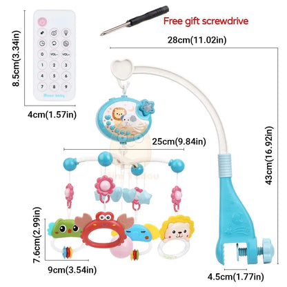 Baby Crib Mobile with Remote Control – Rotating Musical Projector Night Light | Hanging Animal Rattles | 0–12 Months | Newborn Baby Shower Gift